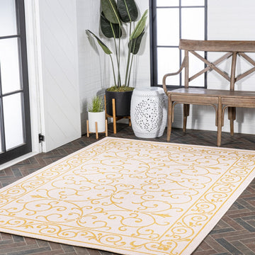 Charleston Vintage Filigree Textured Weave Indoor/outdoor Area Rug